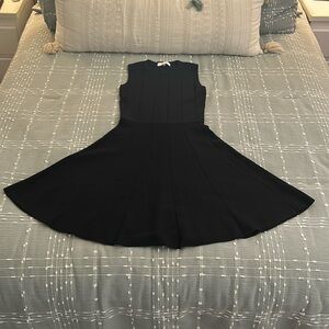 John + Jenn Black Knit Fit & Flare Mini Dress w open hole detail, Size M